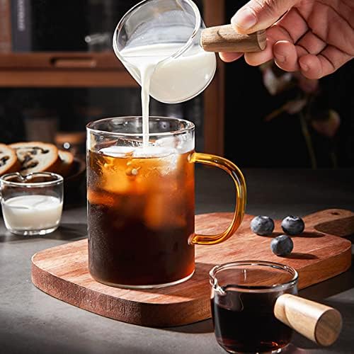 Espira de café expresso de bico de copo de café com alça de madeira medindo xícara de jarra tripla de leite copo de café