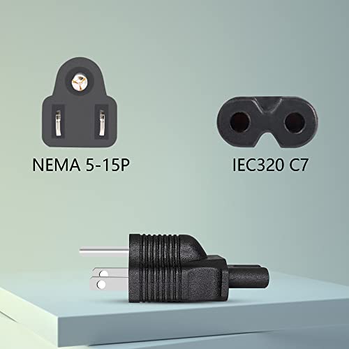 Gintoyun 2pack NEMA 5-15P para IEC320 C7 Adaptador, 3 Prong AC Laptop Power IEC 60320 C7 Converter para conversão