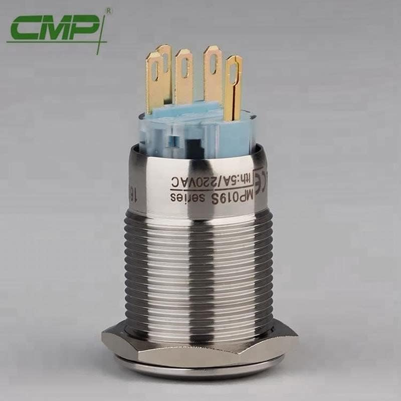 CMP Metal Anti -Vandal Two Position Hold mantinha o interruptor rotativo seletor em aço inoxidável com luz LED -