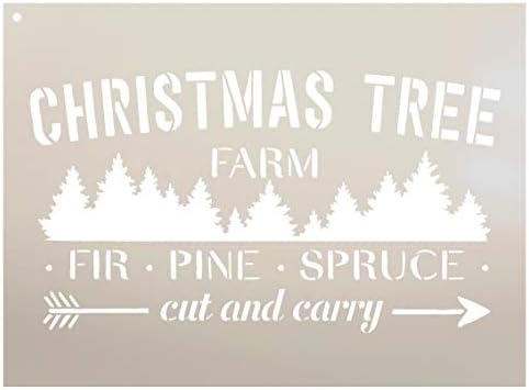 Fazenda de Árvore de Natal - Estêncil de abeto de pinheiro - por Studior12 | Modelo Mylar reutilizável | Use para