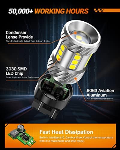 [2023 Novo upgrade] Sealight 7440 7443 lâmpadas LED, 6000k Xenon White Super Brilhante 1800lm para 7441 992 T20 W21W 7444