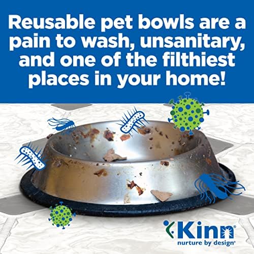 Kinn KleanBowl Bowls de comida descartável para cães, 8 onças - Sistema de quadros Recarias, tigelas de comida de gato compostável, à prova de vazamentos para alimentação com animais de estimação