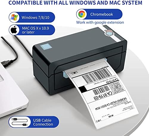 Impressora de etiqueta de remessa de Jadens - impressora de etiqueta térmica de 150 mm/s 4x6, impressora de etiqueta para pacotes de remessa para pequenas empresas, compatíveis com o shopify ebay etsy, Windows de suporte, Mac