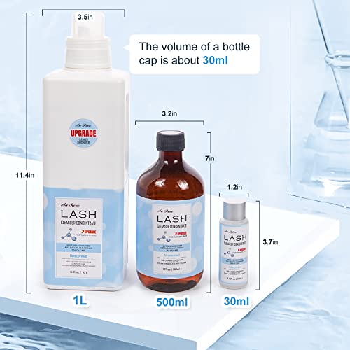 Lash Shampoo Concentrado 1L Limpador de cílios Concentrado Adicione shampoo de extensão de cílios sem óleo de ácido hialurônico Perfeito para o salão de melhor limpeza de cílios e experiência