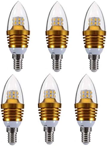 E14 LED BULLBRA CANDELABRA BULS LED LED BULS, para lustres de teto de lustre de cristal, lâmpadas de lâmpadas de 45-50W equivalentes, base de candelabros E14, branca quente 3000k, não resumida, 6 pacote de 6 pacote