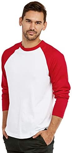 Camise de beisebol de algodão raglan de manga completa de comprimento masculino