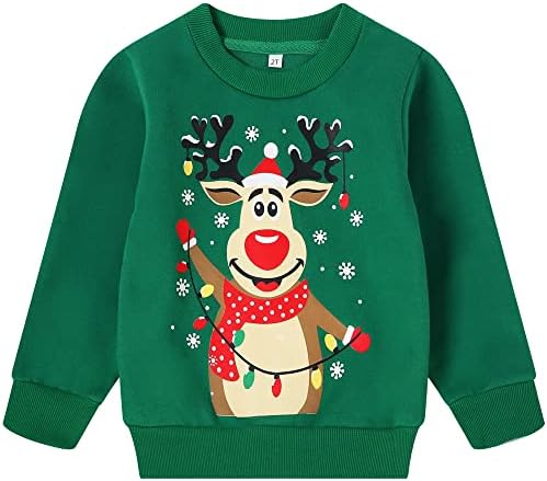 RETSUGO CRIANÇA Garoto de Christmas Sweater Sweater Crewneck Sorto Selta Papai Noel Rena Rena