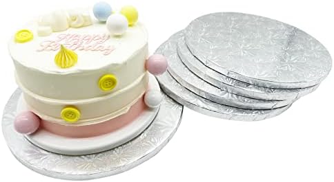 Tambor de bolo de 10 polegadas, papelão redondo de prata para festa de aniversário de casamento - bordas totalmente embrulhadas - Packin Way