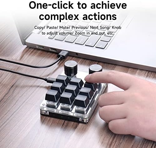 Teclado de macro de programação sem fio, 12 key Mini Mechanical Gaming Keyboard, teclado de botão duplo personalizado, teclado recarregado,