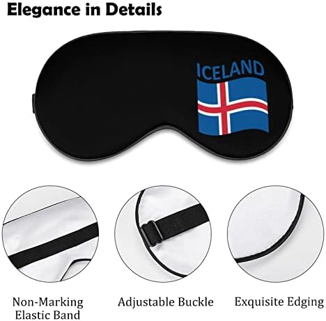 Bandeira da máscara de dormir da Islândia com tira de olho macio ajustável Blackout Blackout para viagem Relax Relax Nap