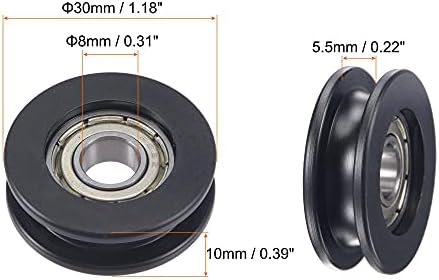UXCELL Guide Wheel Groove H Groove de 8 mm de eixo de 30 mm de diâmetro, revestido com pom, para porta deslizante