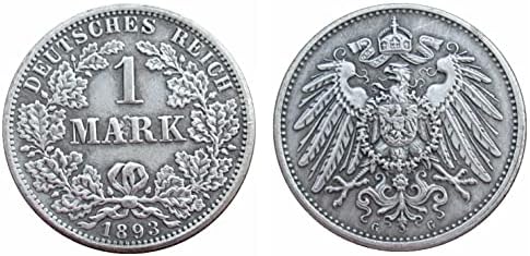 Alemão 1 Mark 1893 Adefgj Replica Foreign banhada prateada moeda comemorativa