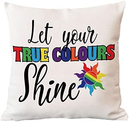 Arco -íris orgulho lésbica gay lgbtq tampa de travesseiro de arremesso Deixe sua verdadeira cor de coloração almofada de almofada