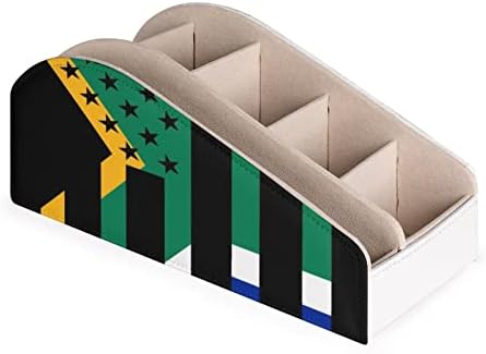Caixa de organizador de couro de controle remoto da bandeira afro -americana PU com 6 compartimentos de caixa de armazenamento