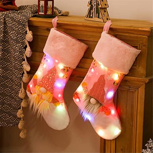 UXZDX CuJux 2pcs Decoração de Natal de Natal Stocking Pink com luzes LED meias de Natal brilhando