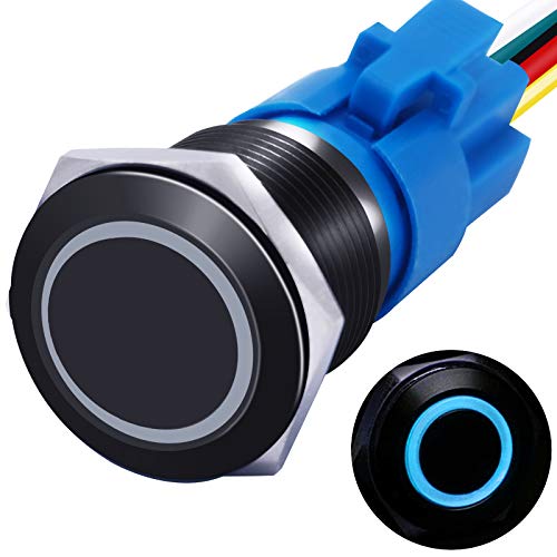 MXUTEUK 16mm Botão de travamento interruptor 1 no 1 NC SPDT ON/OFF SWITCH CHELL METAL BLETAL COM 12V LED azul com plugue