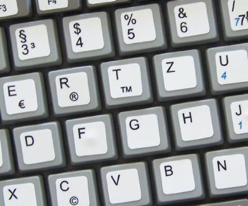 Etiquetas de teclado do netbook alemão no fundo branco
