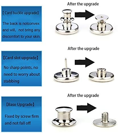 Iceyli 12 conjuntos de jeans prateado Substituição de botões 17mm Sem costura de botão de metal de metal pregos removíveis