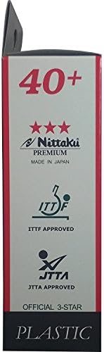Nittaku Premium 3 estrelas ITTF 40+ Bolas de tênis de mesa de plástico, 18 bolas