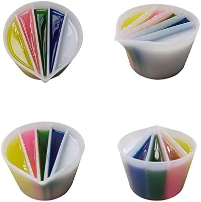 Canais copo dividido, 4pcs/conjunto de xícaras divididas para derramamento de tinta, tinta reutilizável de silicone Copo com 2-5 canais Divisores Tools de pintura