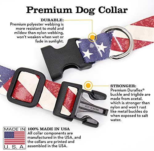 Tolt Supply Glory Dog Collar - Impressão à prova de desbotamento, fivela de grau militar - feito nos EUA
