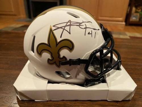 Alvin Kamara contratou o New Orleans Saints Lunar Eclipse Mini Capacete Testemunha JSA #1 - Capacetes NFL autografados