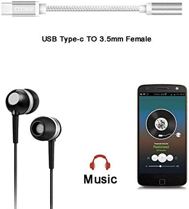 Adaptador de fone de ouvido Mohaliko 3,5 mm, USB Tipo C a 3,5 mm fone de ouvido feminino, macho trançado tipo C a