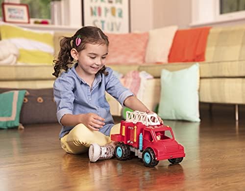 Battat - caminhão de motor de bombeiros com peças móveis funcionais e 2 bombeiros de estatuetas - caminhões de brinquedo para crianças 18m+, vermelho