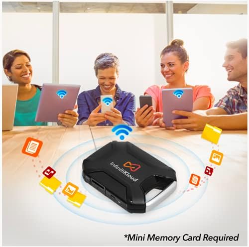 Infinitikloud Wireless & Memory C10 - disco rígido portátil com cartão de memória | Disco rígido sem fio para iOS, Android e Windows