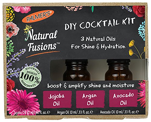 Fusões naturais de Palmer kit de coquetéis diy, contém 3 óleos naturais para brilho e hidratação de cabelo, 3 x .33 fl. oz.