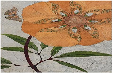 Tapetes de área tecida Dianoche, tapetes de cozinha, tapetes de banho por papel mosaico de mosaico laranja flor larga 4x6 pés
