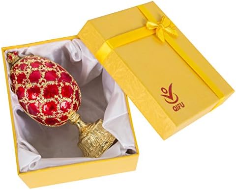 Qifu pintado à mão Painted Faberge ovo estilo decorativo caixa de bugigangas de jóias decorativas Presente exclusivo para