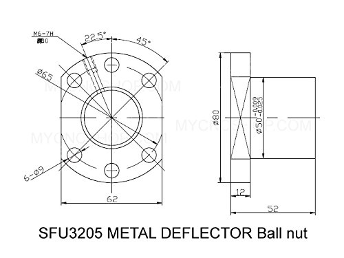 FBT SFU3205 RM3205 OVL 1050mm parafuso de bola rolada - C7 + SFU3205 Defletor de metal porca de flange único + usinagem