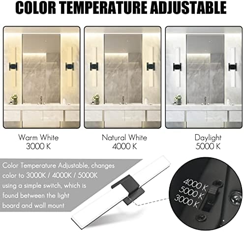 Flynix banheiro vaidade luz 24 polegadas 20w Modern Wall Light Dimmable 3 Color （3000K/4000K/5000K） temperatura Ajuste ajustável