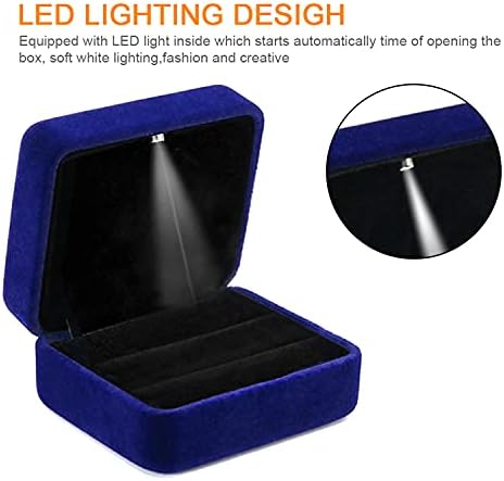 Caixa de anel Gbyan para cerimônia de casamento Velvet Casal Ring Suport Double Slot Jewelry Storage Box for Engagement