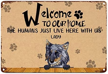 Alioyoit engraçado Metal Metal Cachorro Lobo cachorro personalizado Nome do cachorro Bem -vindo ao nosso cabide