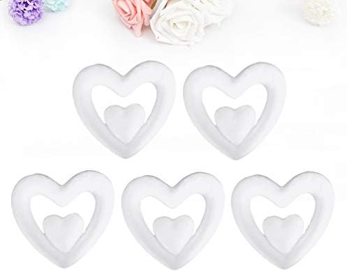 Genérico 5pcs em forma de coração bola de espuma artes artes artesanato de espuma branca bolas de espuma coração ornamento