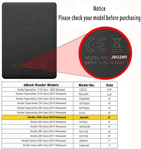 Caso para Kindle 8th Gen Modelo no. SY69JL - CASO PARA O BASE Kindle E -Reader 6 Display Release 8ª geração Somente com
