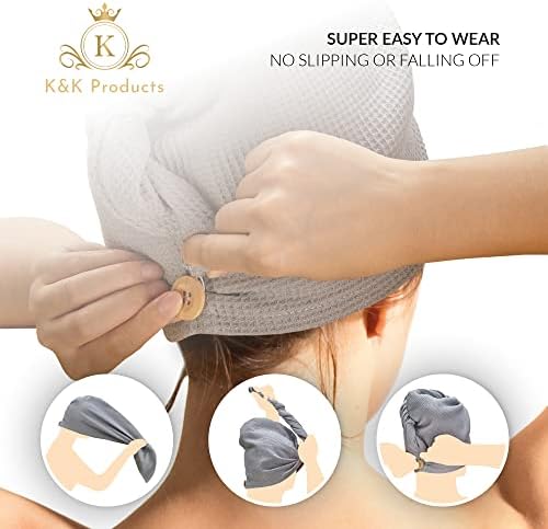 PRODUTOS K&K Toalha de cabelo envoltório - - Turbano de cabelo para cabelos molhados - incl. Massagem pente e 4 laços de cabelo