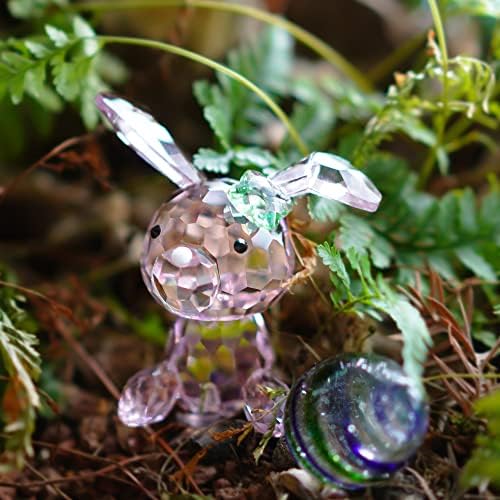 H&D Hyaline & Dora Crystal Bunny Animal Figurine Paperweight, Collectibles Crystal Art Rabbit Decor estátua, Decoração