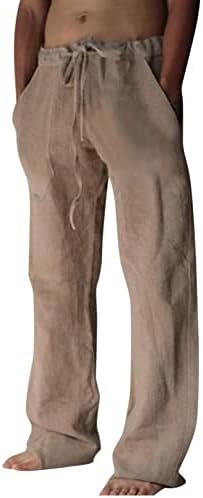 Calça de linho masculina ioga praia impressão simples casual verão plifas calças