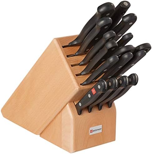 Wüsthof Gourmet Knife Block Set, tamanho único, bloqueio de madeira de faia, facas de aço inoxidável e apontador portátil