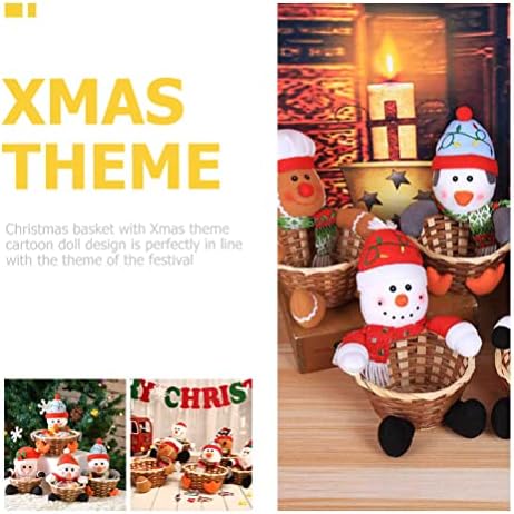 Aboofan Christmas Candy Basket Candy Bowl Titular 2 Peças Tecida Festiva Tecida Bambu Cestas de Personagem de Férias para Decoração de Festas de Fundo ou Trear