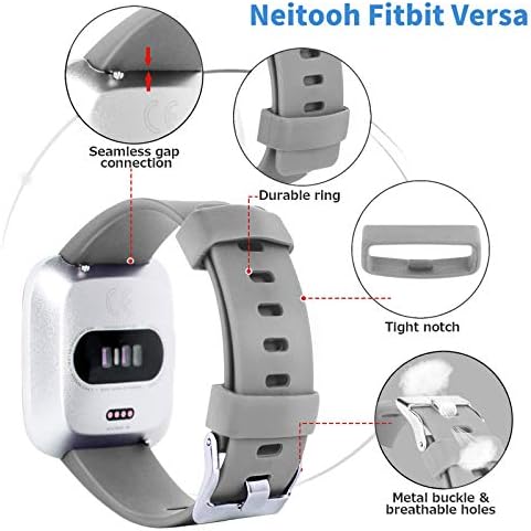 Neitooh 4 pacotes Bandos compatíveis com Fitbit Versa/Versa 2/Fitbit Versa Lite para mulheres e homens, clássica pulseira