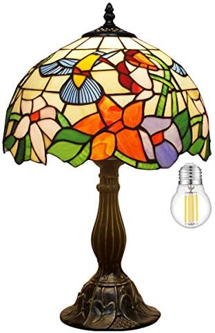 WerFactory Tiffany Lamp Stained Glass Lamp Hummingbird Bedra de cabeceira Luminária de mesa Luz de leitura 12x12x18 polegadas