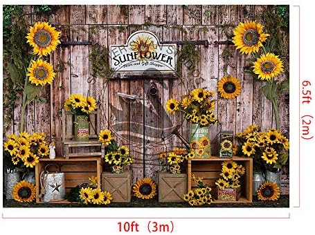 Kate 10x6,5ft / 3x2m Spring Sunflowers Backdrop Wood Cenário real fotografia Antecedentes Infantil Kids Birthday Party