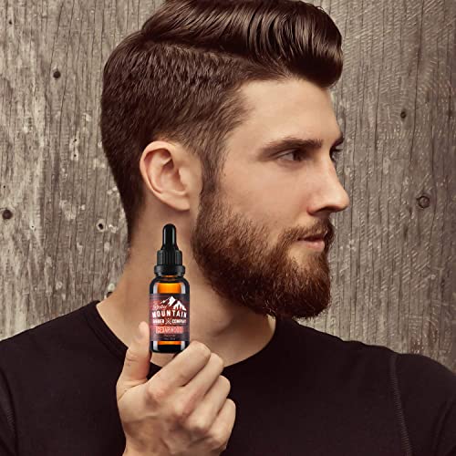 Rocky Mountain Barber Company Men's Cedarwood Beard Oil - com óleo de uva, óleo de coco, óleo de argan e óleo essencial