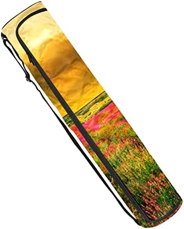 Bolsa de tapete de ioga ratgdn, lavanda do sol em campo de ioga transportadora de tapete full-zip yoga tapete saco com alça