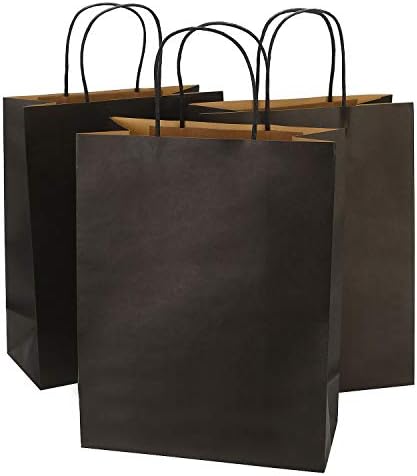 Ronvir Sacos de presente grandes sacos de compras de 100pcs balck a granel 10x5x13 polegadas sacos de papel, sacos de varejo,