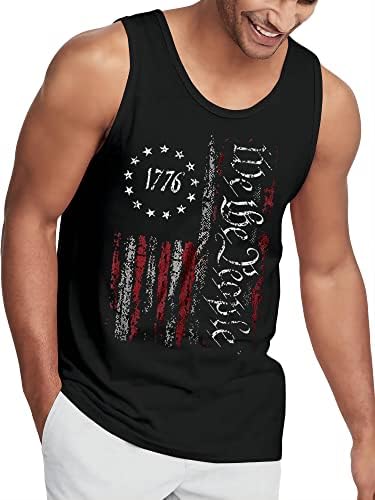 Tanques de bandeira americana masculina Tops 1776 4 de julho camisas casuais Tanques de treino de ginástica sem mangas